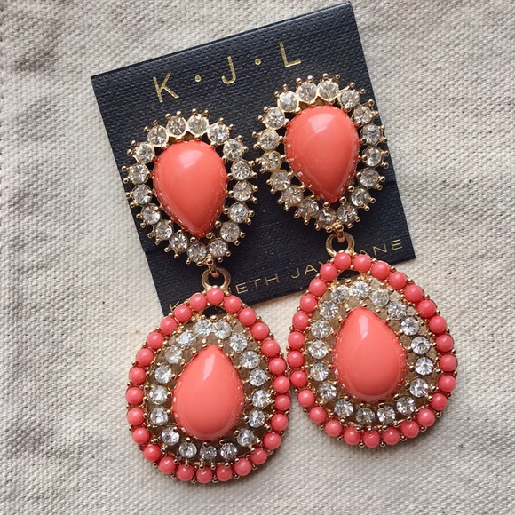 Kenneth Jay Lane Jewelry - KJL Coral Teardrop Clip Earrings